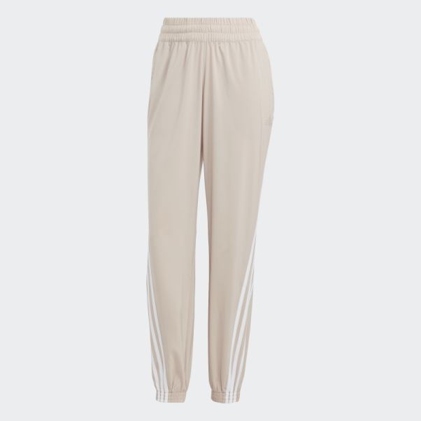 Pantalon Tissé à 3 Bandes Adidas Trainicons Taupe