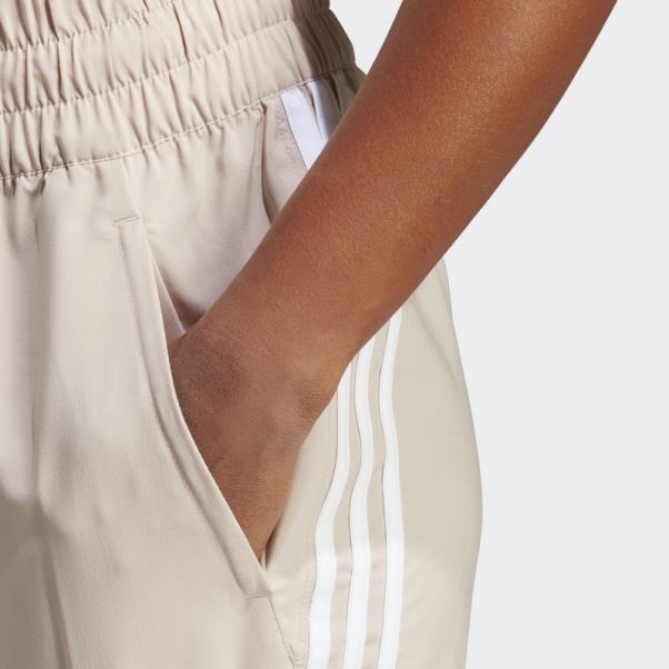 Pantalon Tissé à 3 Bandes Adidas Trainicons Taupe
