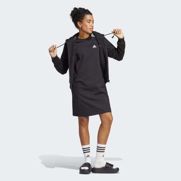 Robe T-shirt Boyfriend En Jersey Simple Adidas Essentials 3-stripes Noir