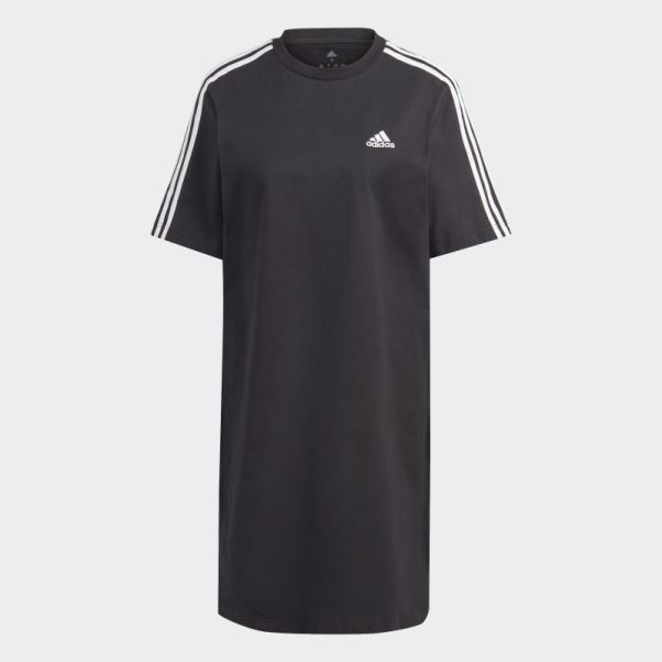 Robe T-shirt Boyfriend En Jersey Simple Adidas Essentials 3-stripes Noir