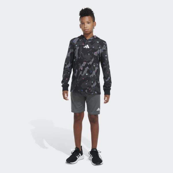 Tee Shirt Ls Hood Aop Camo Noir Adidas