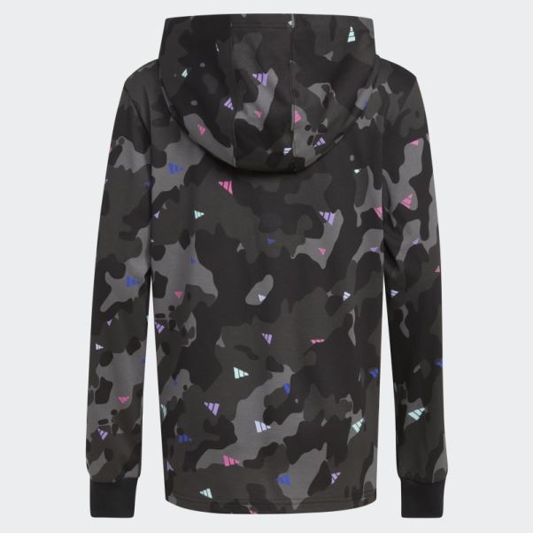 Tee Shirt Ls Hood Aop Camo Noir Adidas