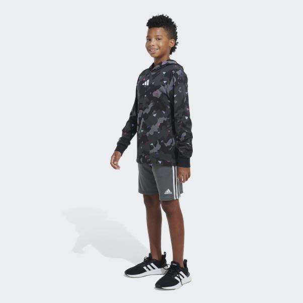 Tee Shirt Ls Hood Aop Camo Noir Adidas