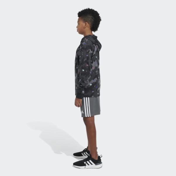 Tee Shirt Ls Hood Aop Camo Noir Adidas