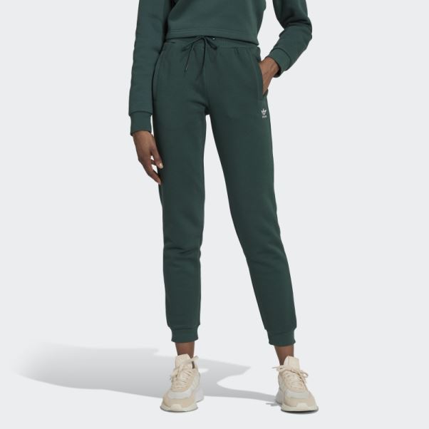 Adidas Pantalon De Jogging Slim Polaire Adicolor Essentials Vert Minéral
