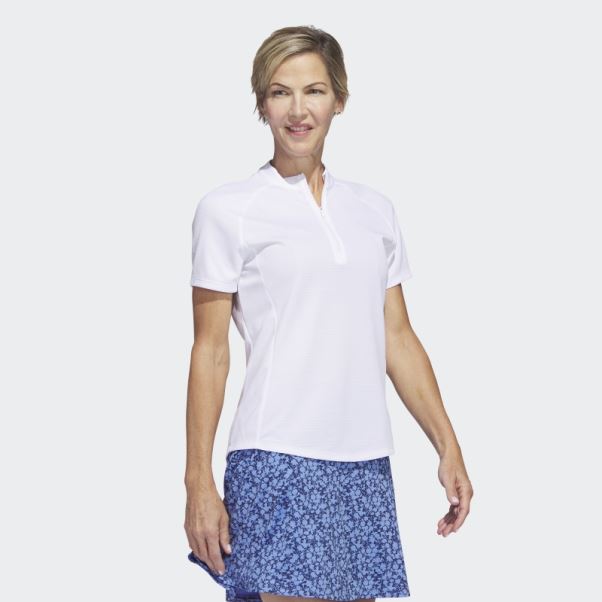 Polo De Golf Texturé Adidas Blanc