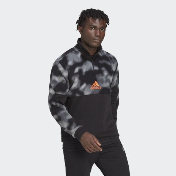 Veste Polaire Nature Allover Print 1/4-zip Noir Adidas