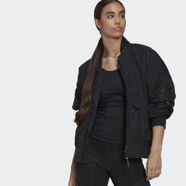 Adidas By Stella Mccartney Blouson Aviateur Tissé Noir
