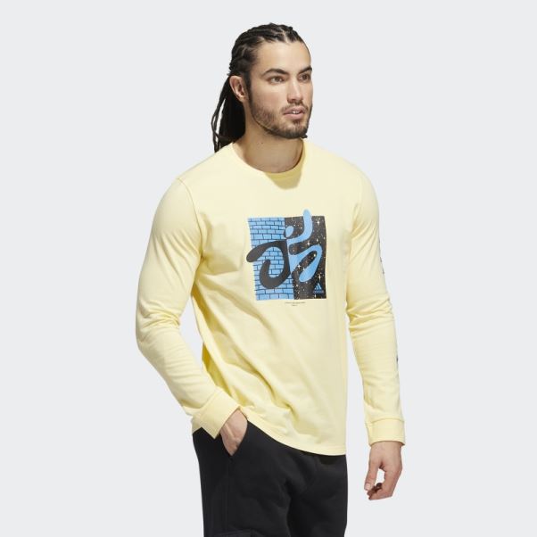 Adidas New York Series T-shirt Graphique à Manches Longues Jaune