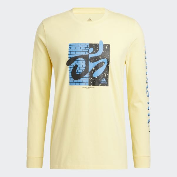 Adidas New York Series T-shirt Graphique à Manches Longues Jaune