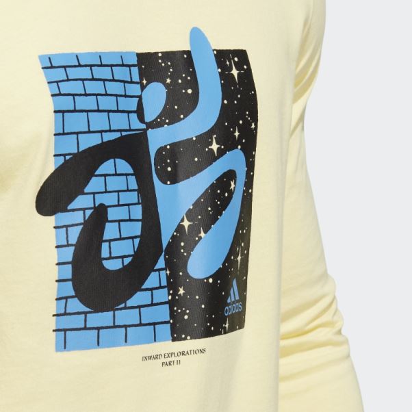 Adidas New York Series T-shirt Graphique à Manches Longues Jaune