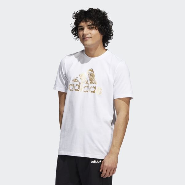 écusson De Feuille Liquide De Sport Graphique Tee Adidas Blanc