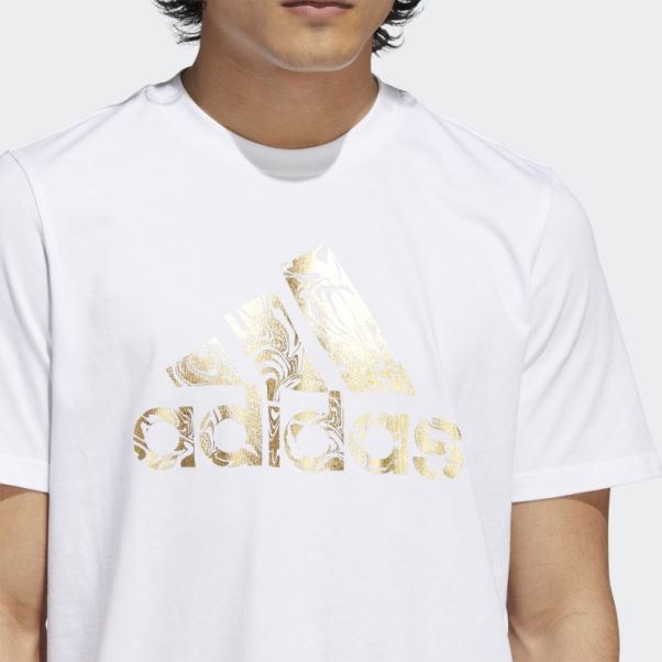 écusson De Feuille Liquide De Sport Graphique Tee Adidas Blanc