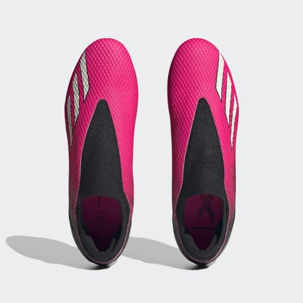 Adidas X Speedportal.3 Chaussures De Sol Ferme Sans Lacets Roses
