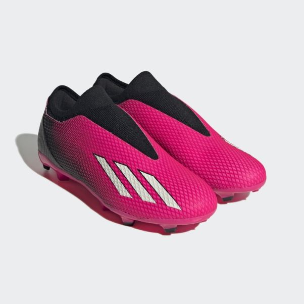 Adidas X Speedportal.3 Chaussures De Sol Ferme Sans Lacets Roses