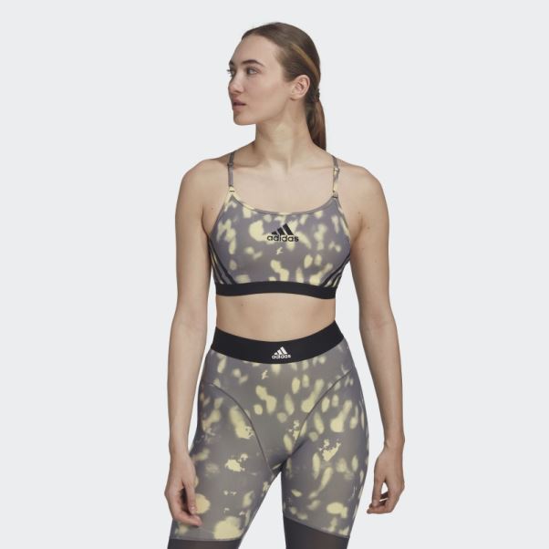 Soutien-gorge Imprimé Hyperglam à Maintien Léger Adidas Aeroreact Jaune Mode