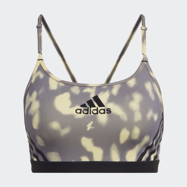 Soutien-gorge Imprimé Hyperglam à Maintien Léger Adidas Aeroreact Jaune Mode