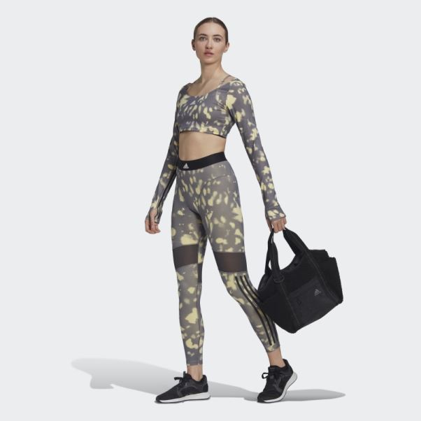 Soutien-gorge Imprimé Hyperglam à Maintien Léger Adidas Aeroreact Jaune Mode