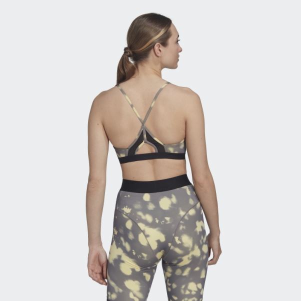 Soutien-gorge Imprimé Hyperglam à Maintien Léger Aeroreact Jaune Adidas