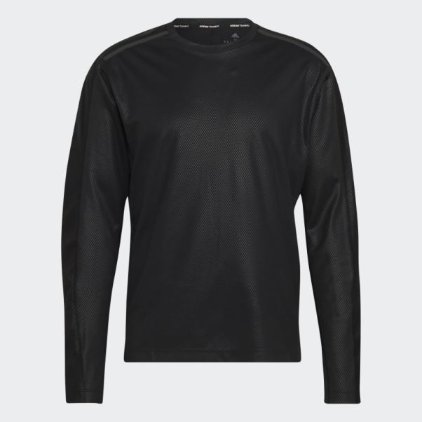 Adidas Haut D'entraînement Noir à Manches Longues Enduit De Pu