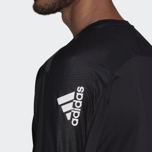 Adidas Haut D'entraînement Noir à Manches Longues Enduit De Pu