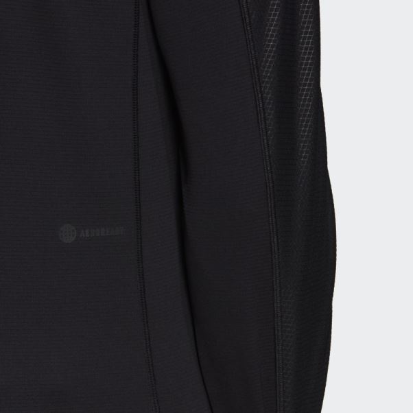 Adidas Haut D'entraînement Noir à Manches Longues Enduit De Pu