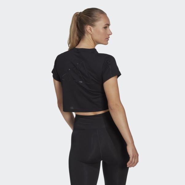 Aeroready Train Essentials 3 Bar Logo Crop Tee Adidas Noir