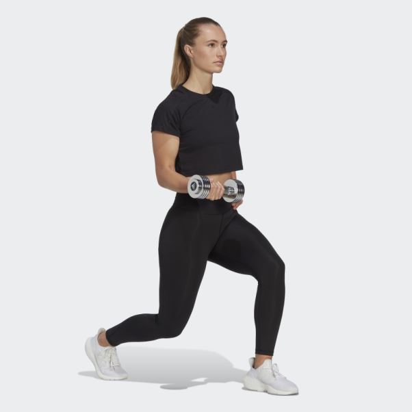 Aeroready Train Essentials 3 Bar Logo Crop Tee Adidas Noir