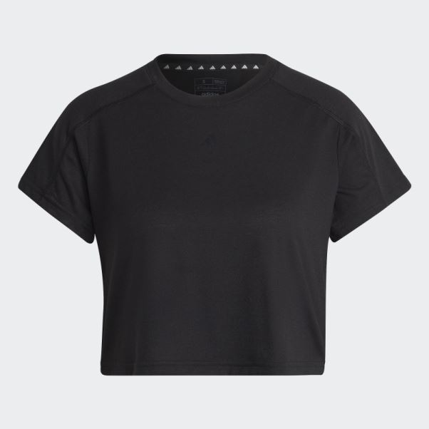 Aeroready Train Essentials 3 Bar Logo Crop Tee Adidas Noir
