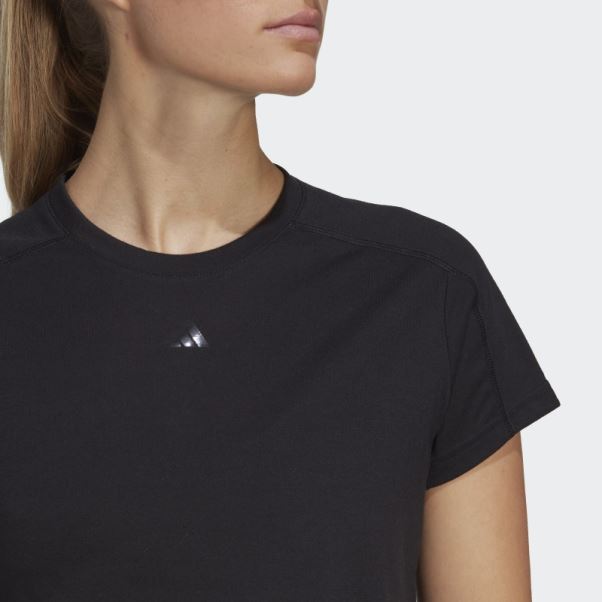 Aeroready Train Essentials 3 Bar Logo Crop Tee Adidas Noir