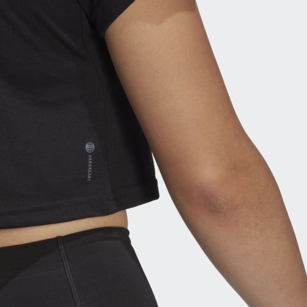 Aeroready Train Essentials 3 Bar Logo Crop Tee Adidas Noir
