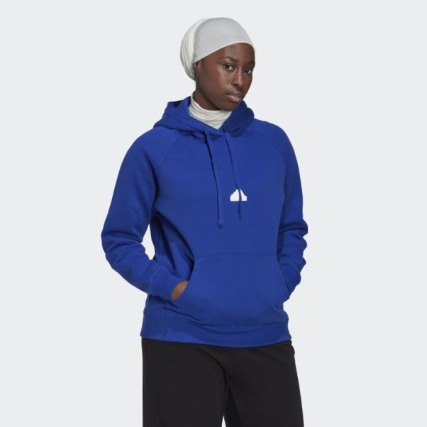 Sweat à Capuche Oversize Bleu Adidas