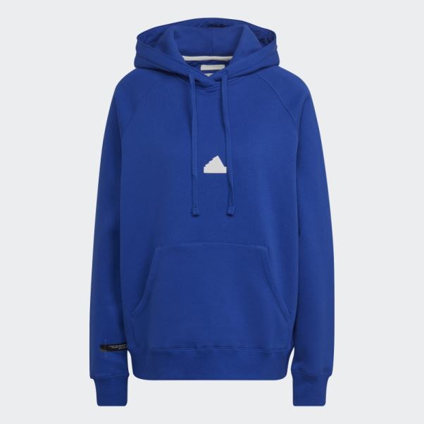 Sweat à Capuche Oversize Bleu Adidas