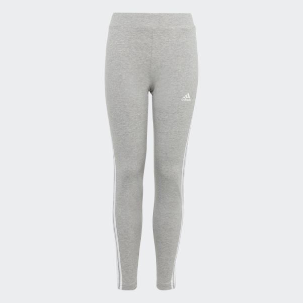 Adidas Essentials 3-stripes Collants En Coton Gris Moyen