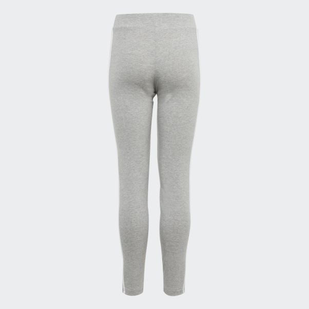 Adidas Essentials 3-stripes Collants En Coton Gris Moyen