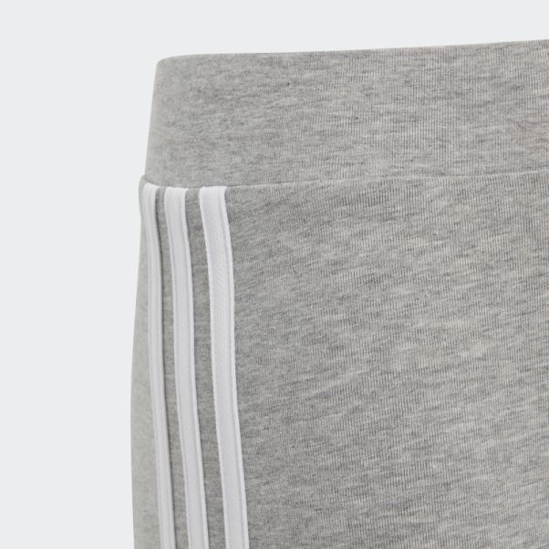 Adidas Essentials 3-stripes Collants En Coton Gris Moyen