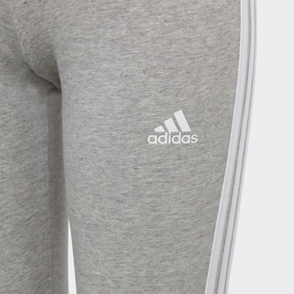 Adidas Essentials 3-stripes Collants En Coton Gris Moyen