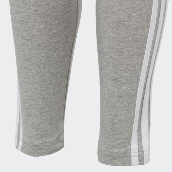 Adidas Essentials 3-stripes Collants En Coton Gris Moyen