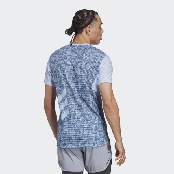 T-shirt De Trail Running Bleu Terrex Agravic Pro Adidas