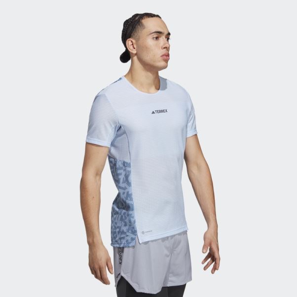 T-shirt De Trail Running Bleu Terrex Agravic Pro Adidas