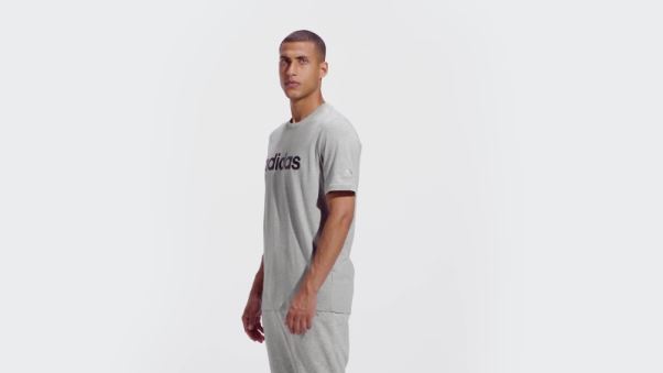 T-shirt à Logo Linéaire Brodé Essentials Gris Moyen Adidas