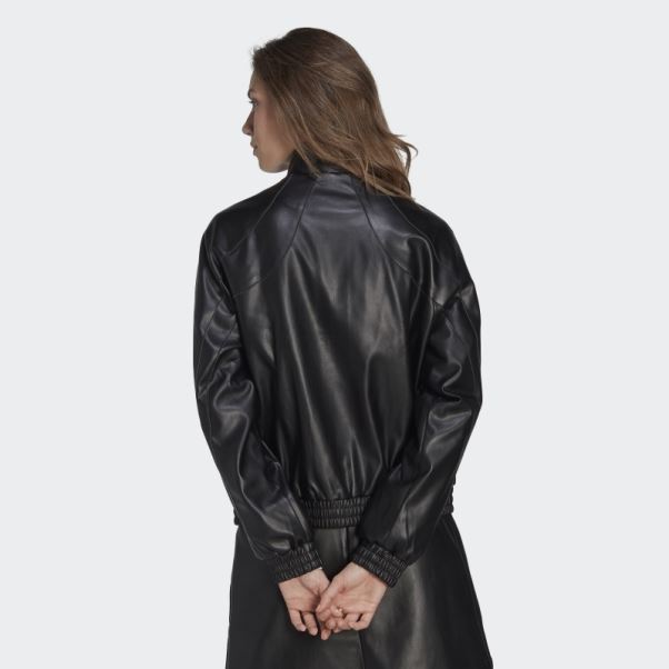 Veste En Similicuir Adidas Adicolor Trèfle Noir