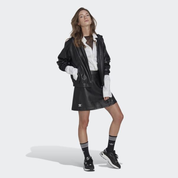Veste En Similicuir Adidas Adicolor Trèfle Noir