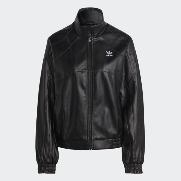 Veste En Similicuir Adidas Adicolor Trèfle Noir