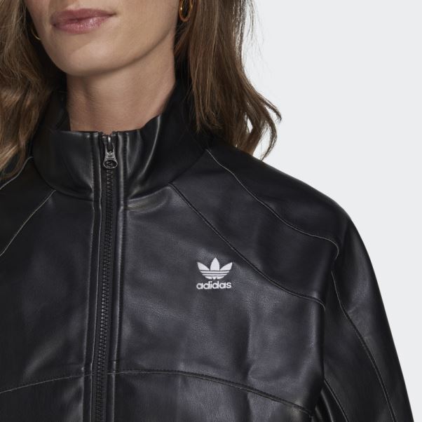 Veste En Similicuir Adidas Adicolor Trèfle Noir