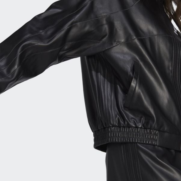 Veste En Similicuir Adidas Adicolor Trèfle Noir