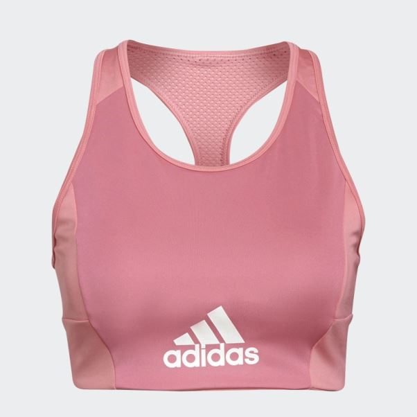 Adidas Rose Ton Aeroready Conçu 2 Mouvement Logo Soutien-gorge De Sport Rembourré Haut