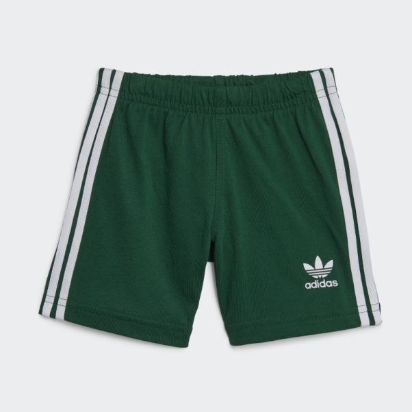 Short Trèfle T-shirt Vert Foncé Adidas