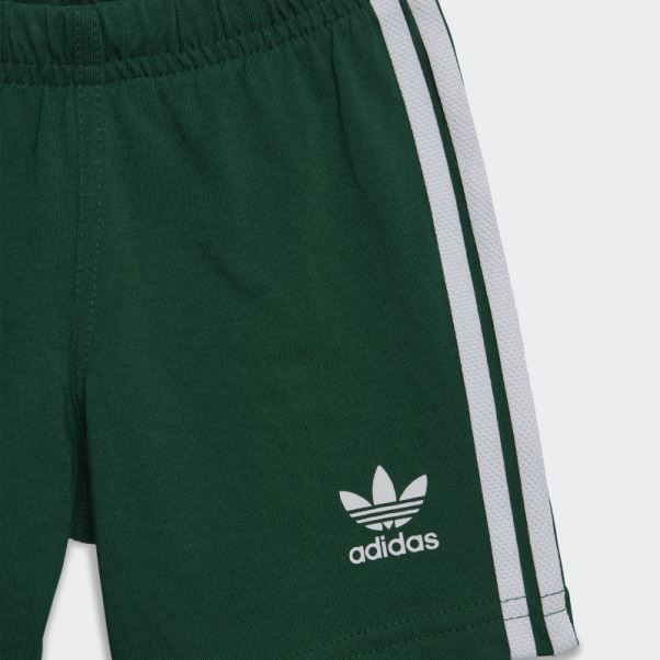 Short Trèfle T-shirt Vert Foncé Adidas