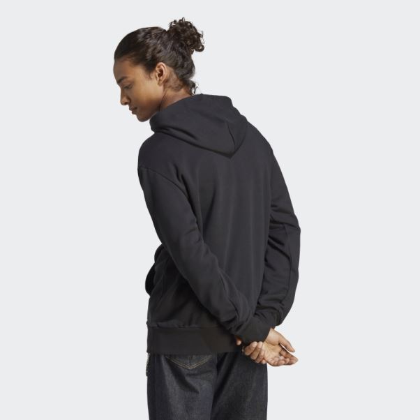 Adidas Essentials French Terry Gros Logo Sweat à Capuche Noir
